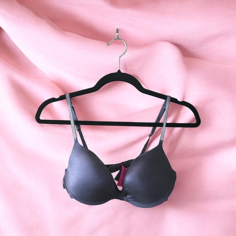 La Senza Dark Grey Bedazzled Straps Bra
